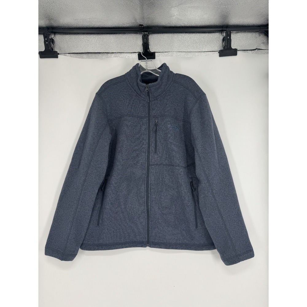 The North Face Fleece Sweater Jacket Mens Size XL Heather Navy Full Zip Up Knit